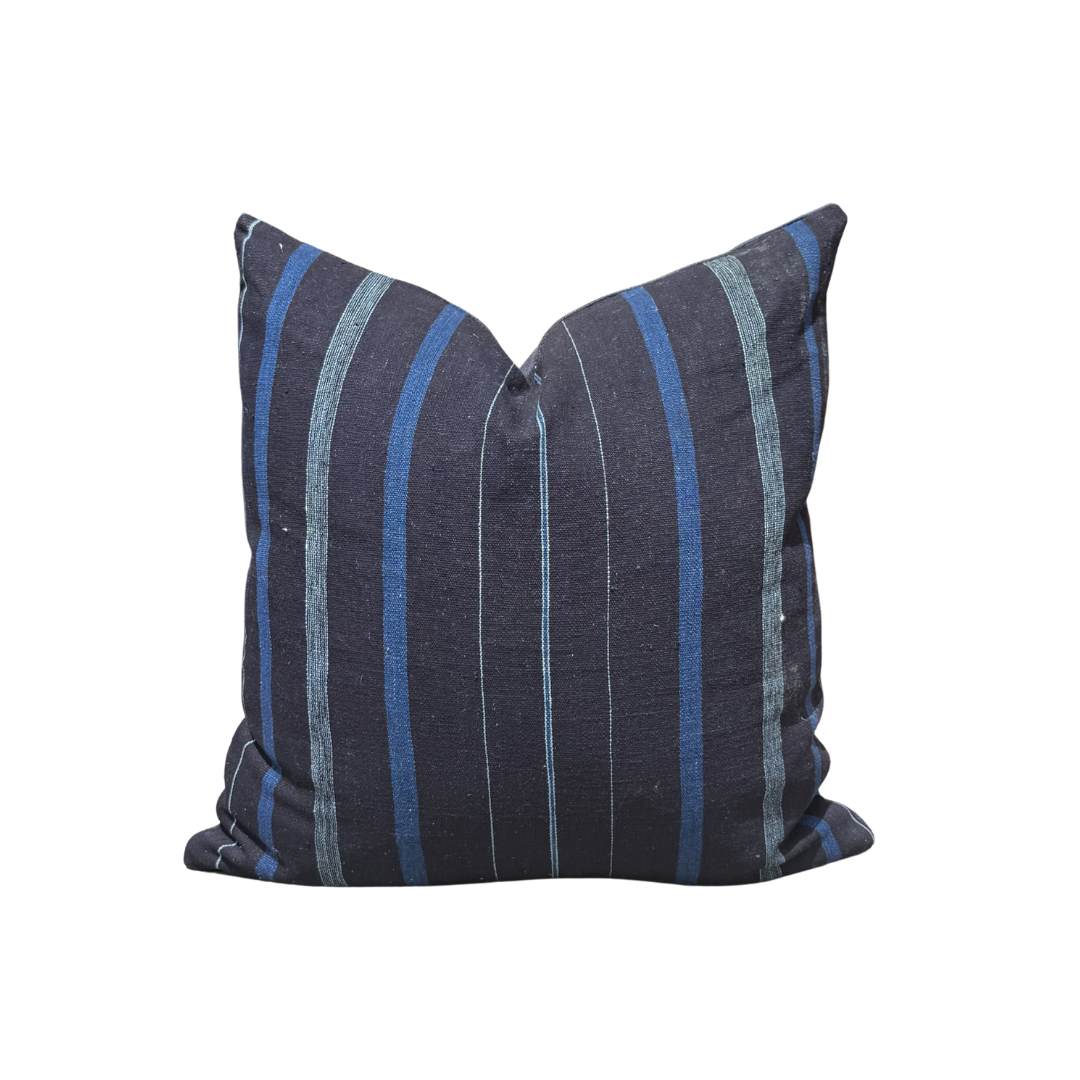 Vintage Navy and Blue Stripe Pillow