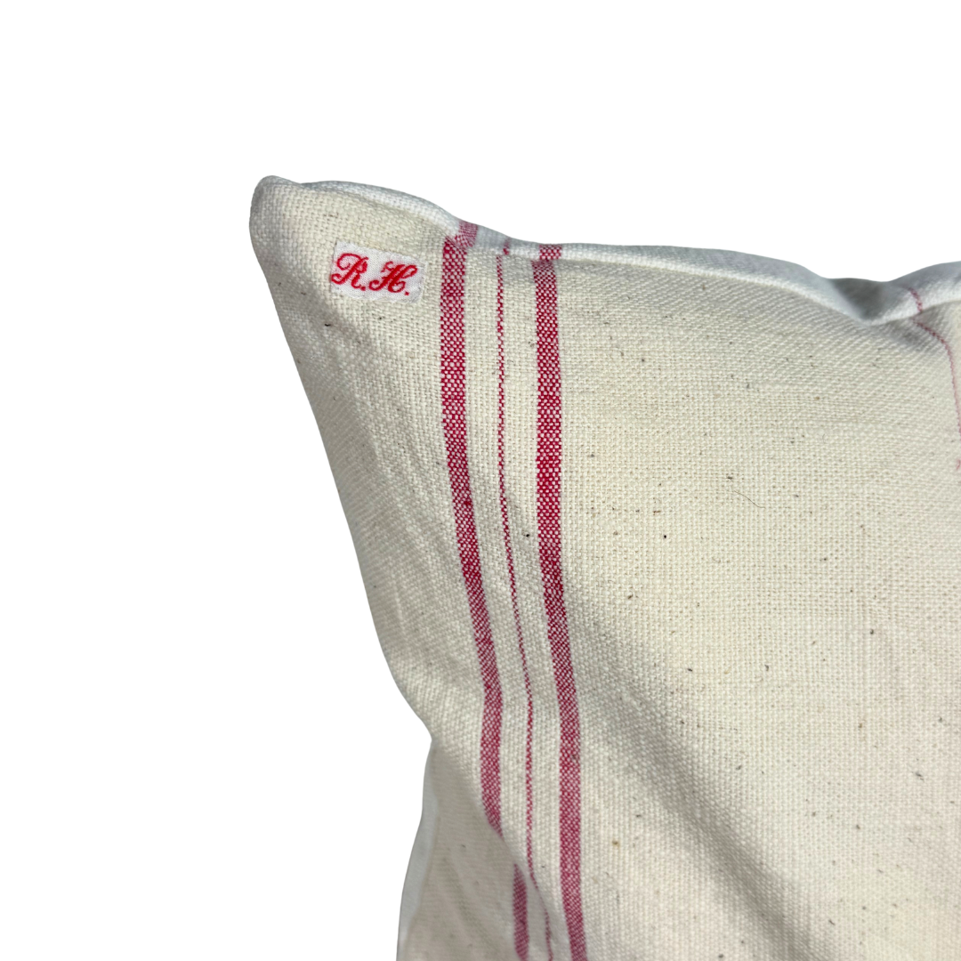 Vintage Cream + Red Pinstripe Pillow