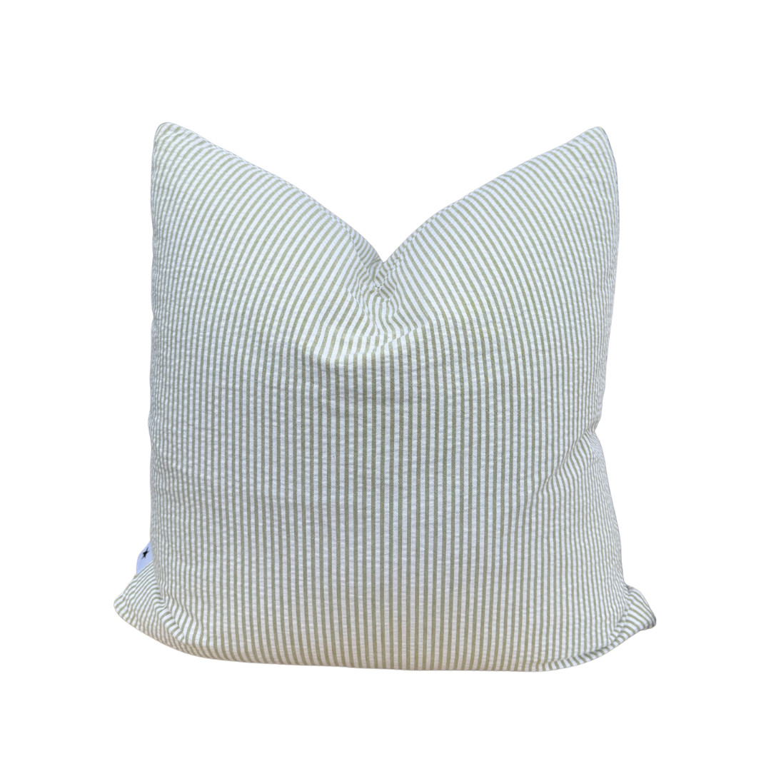 Green + White Pinstripe Pillow