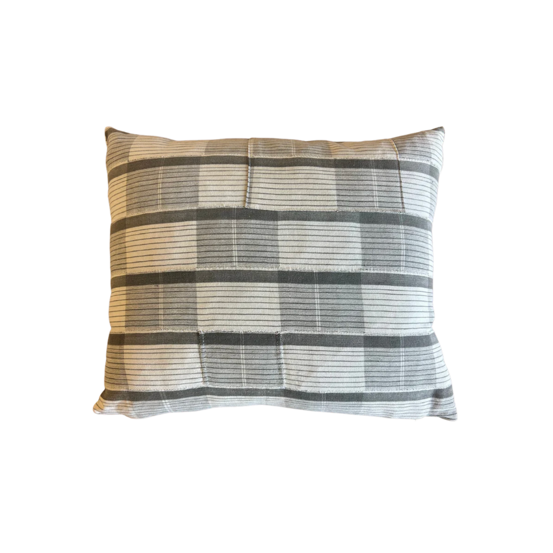 Vintage Cream and Gray Striped Pillow