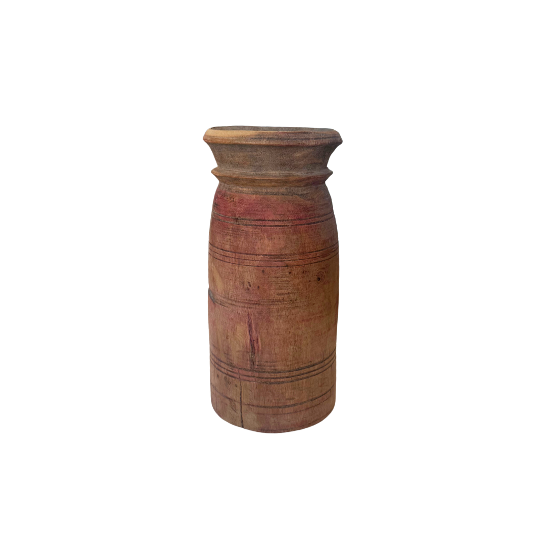 Wooden Vase with red stain
