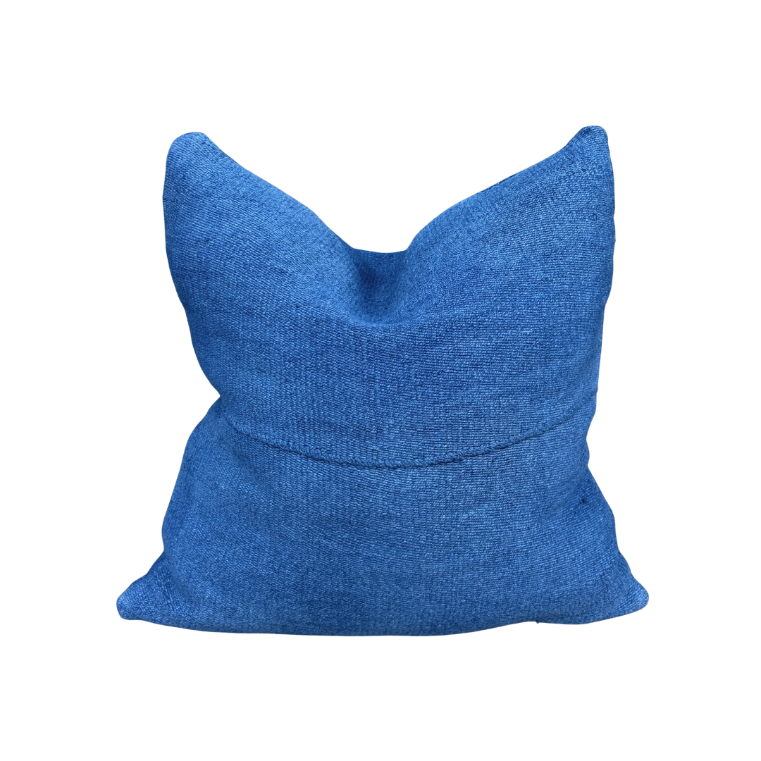 Vintage Blue Burlap Pillow