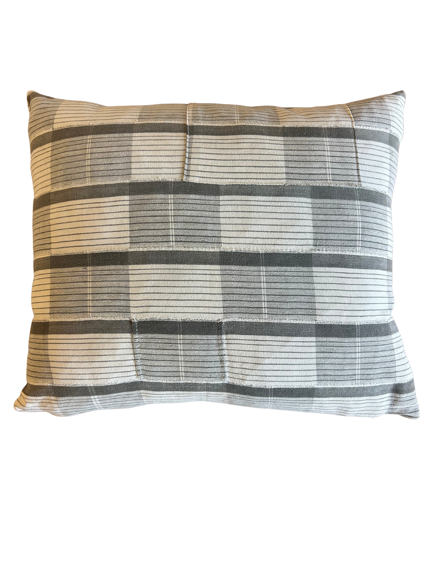 Vintage Cream and Gray Striped Pillow
