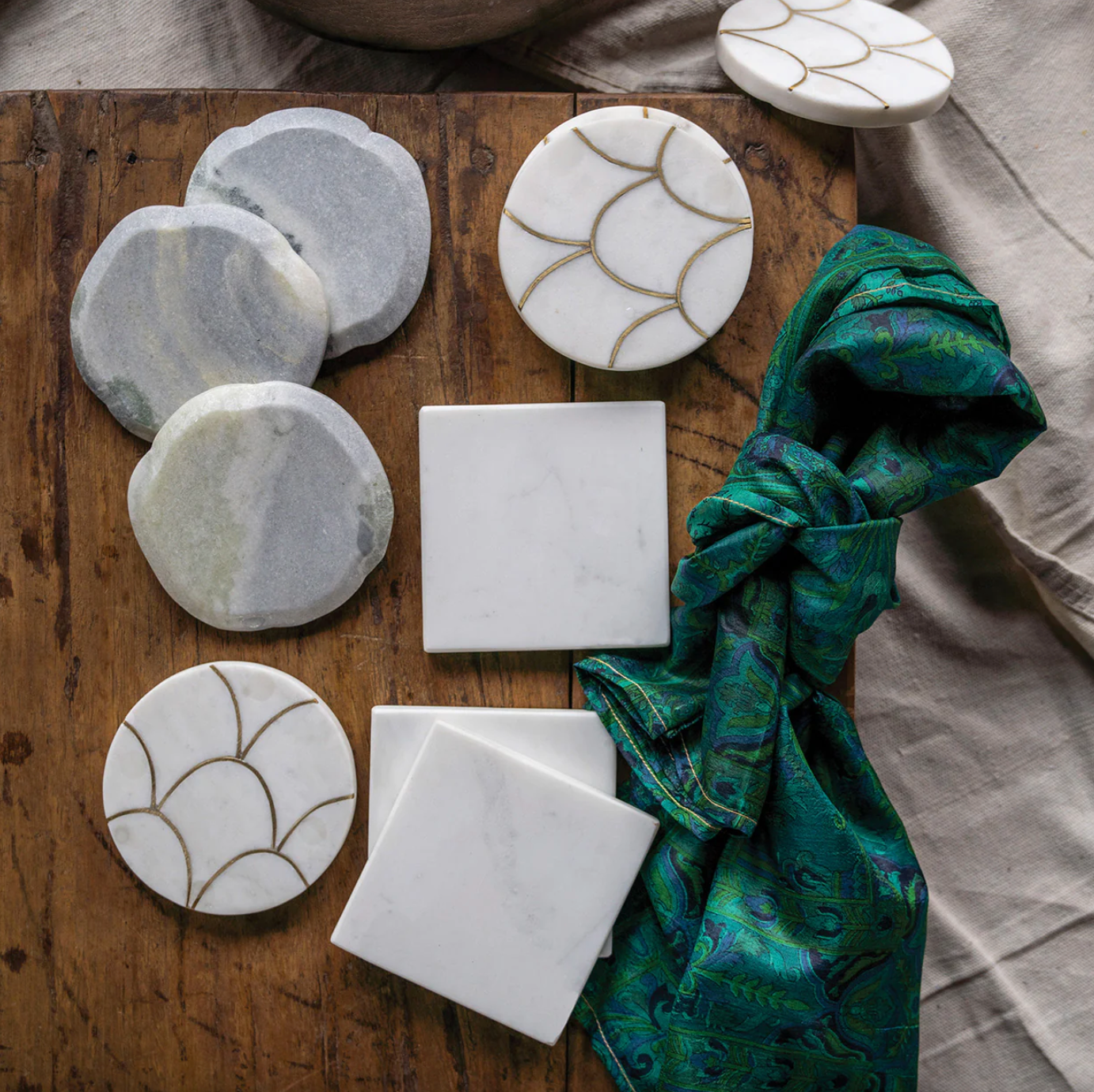Square Marble Coaster Set