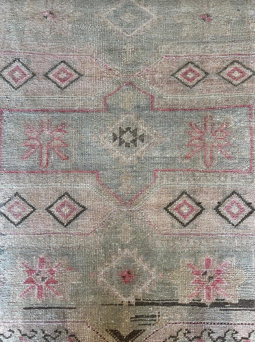 Vintage Light Pink + Brown + Green Runner