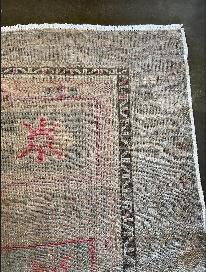 Vintage Light Pink + Brown + Green Runner