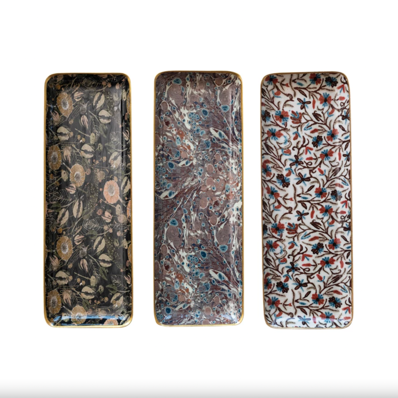 Pattern Narrow Metal Tray