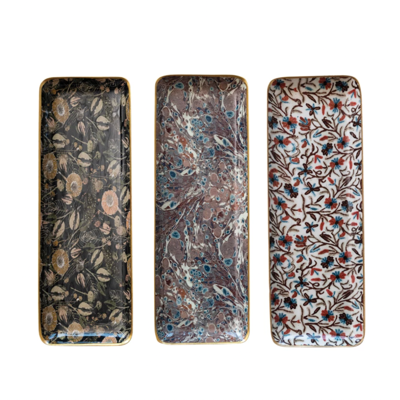 Pattern Narrow Metal Tray