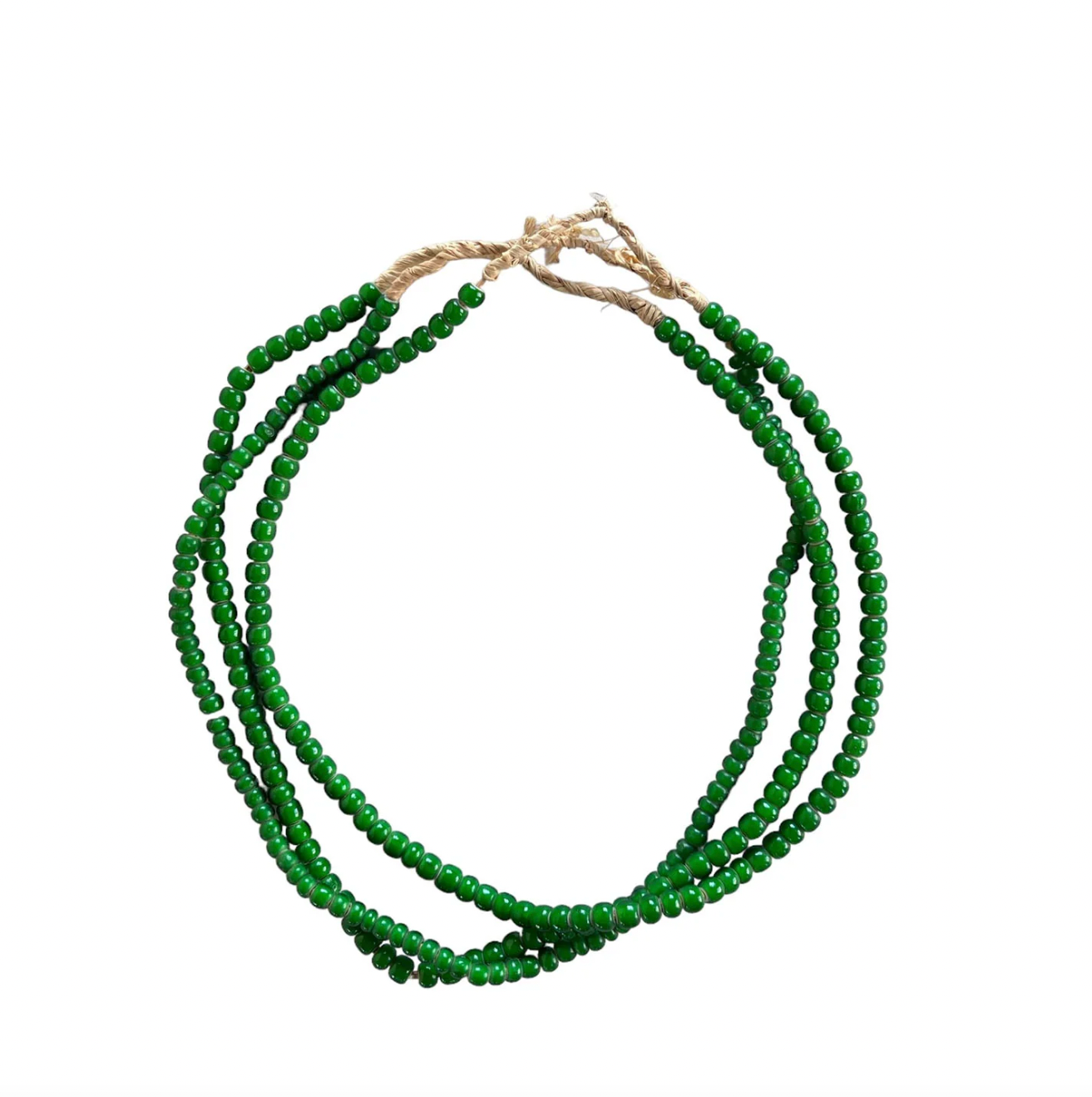 White Heart Green Glass Bead