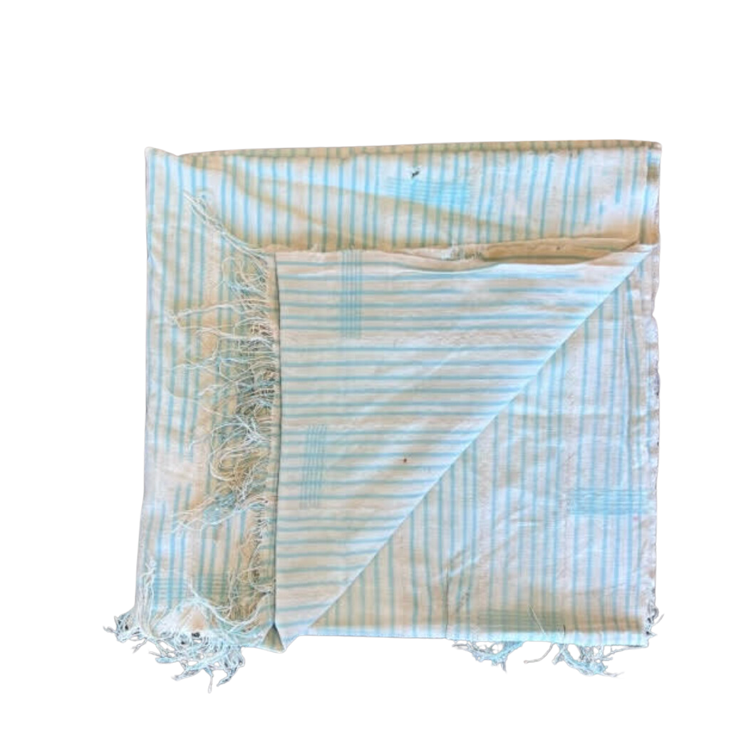 Vintage Stripe Light Blue Fabric Throw