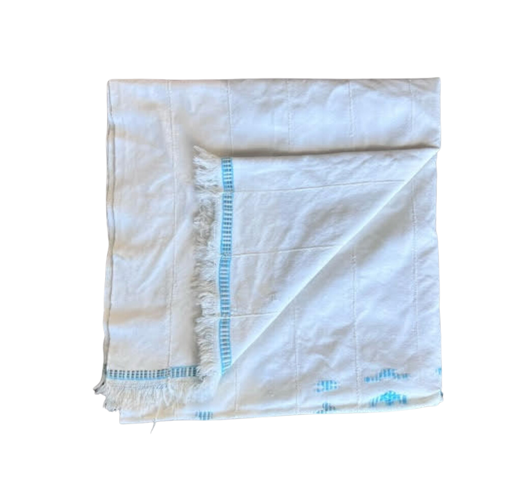 Vintage White + Blue Fabric Throw