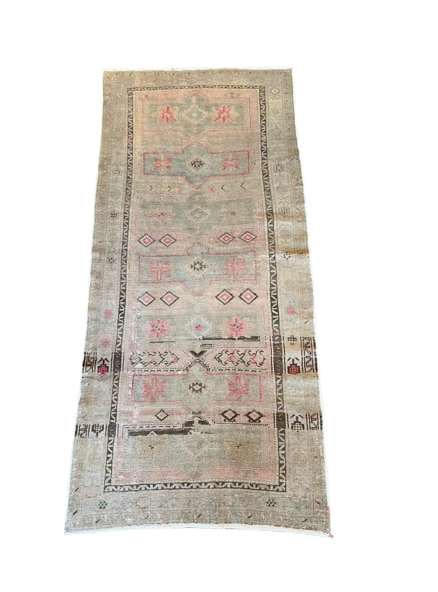 Vintage Light Pink + Brown + Green Runner