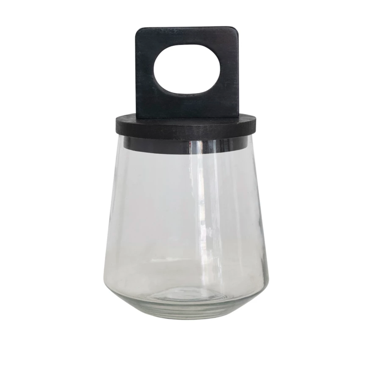 Glass Jar with Black Mango Wood and Marble Lid