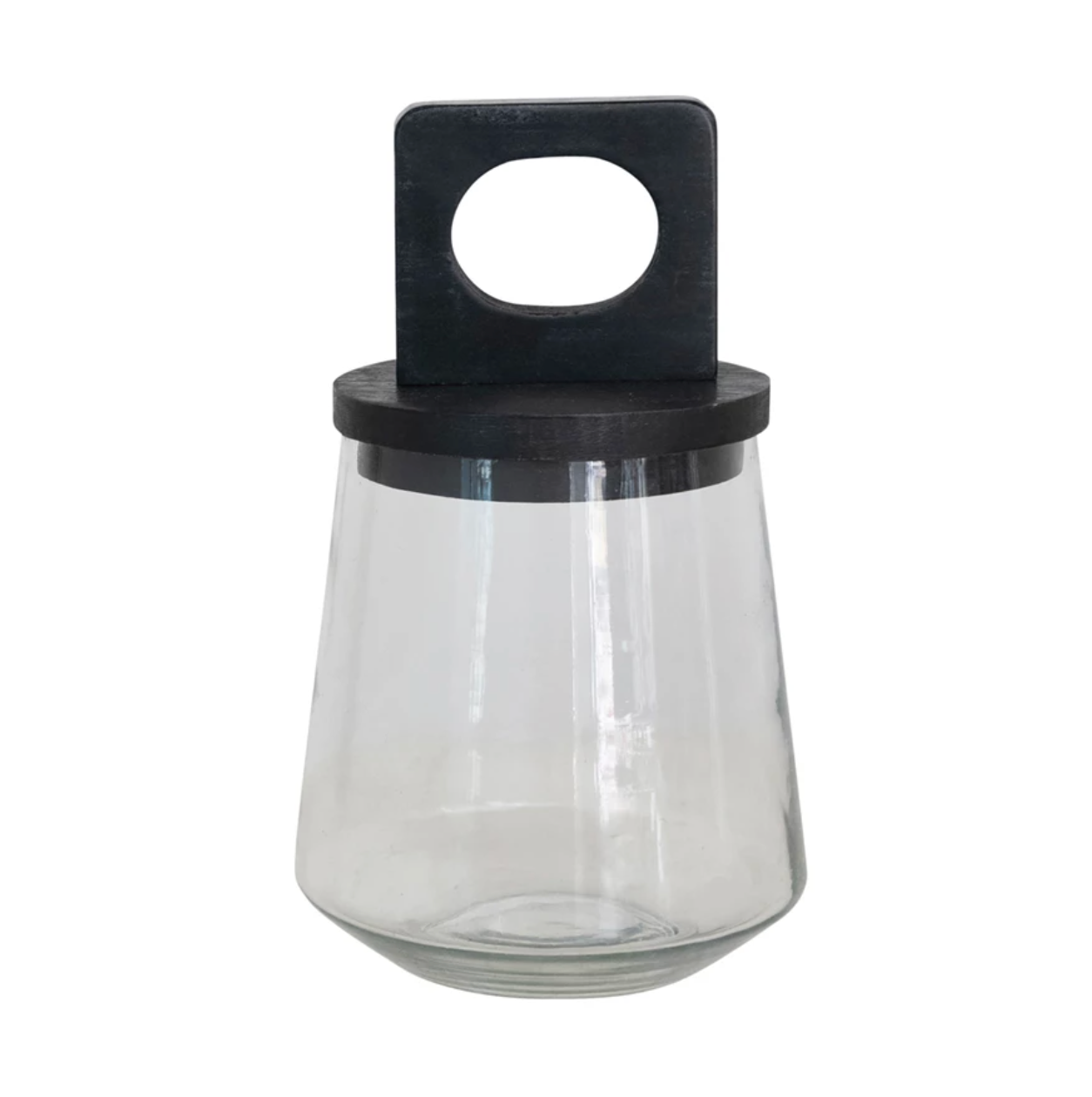 Glass Jar with Black Mango Wood and Marble Lid