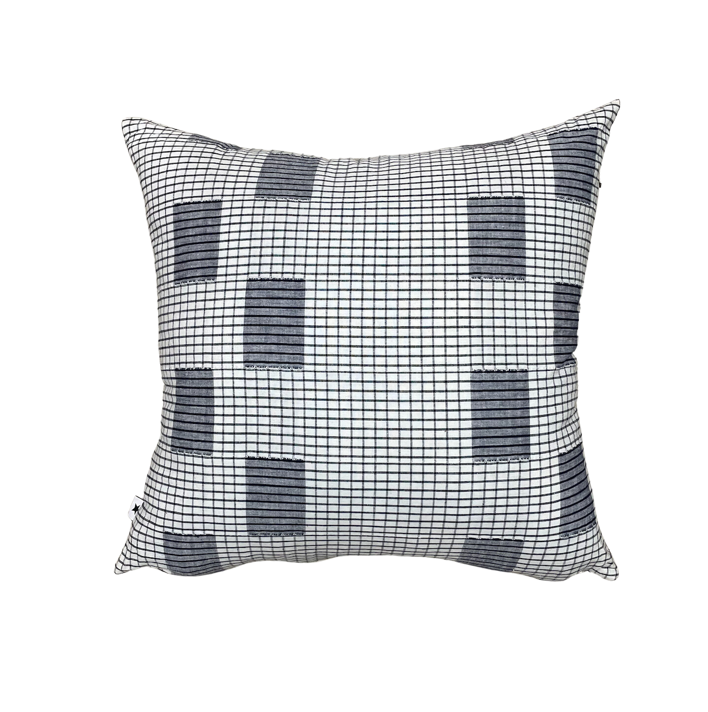Blue + White Vintage Grid Pillow