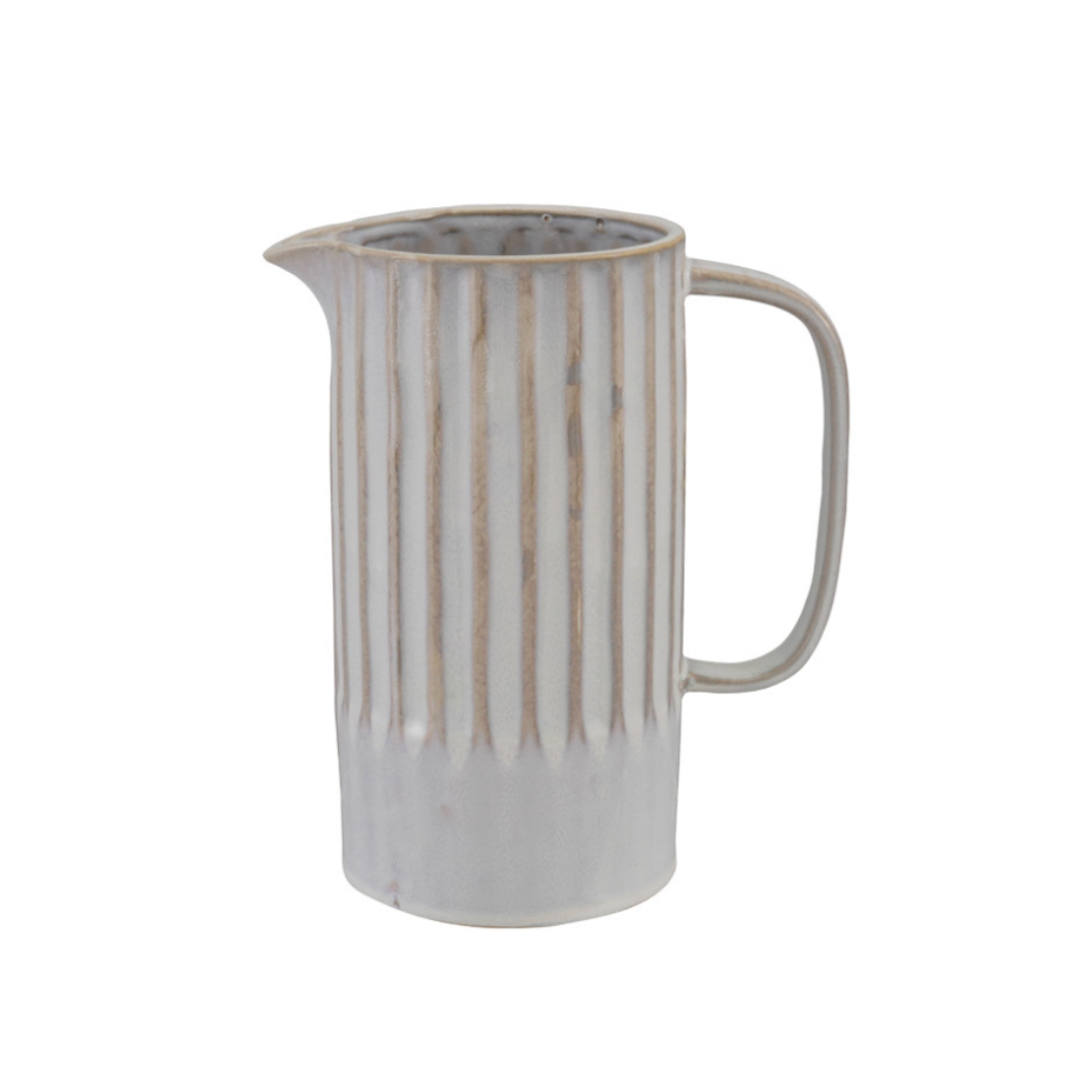 Stoneware Ribbed Pitcher