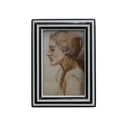 Striped Photo Frame, Black & White