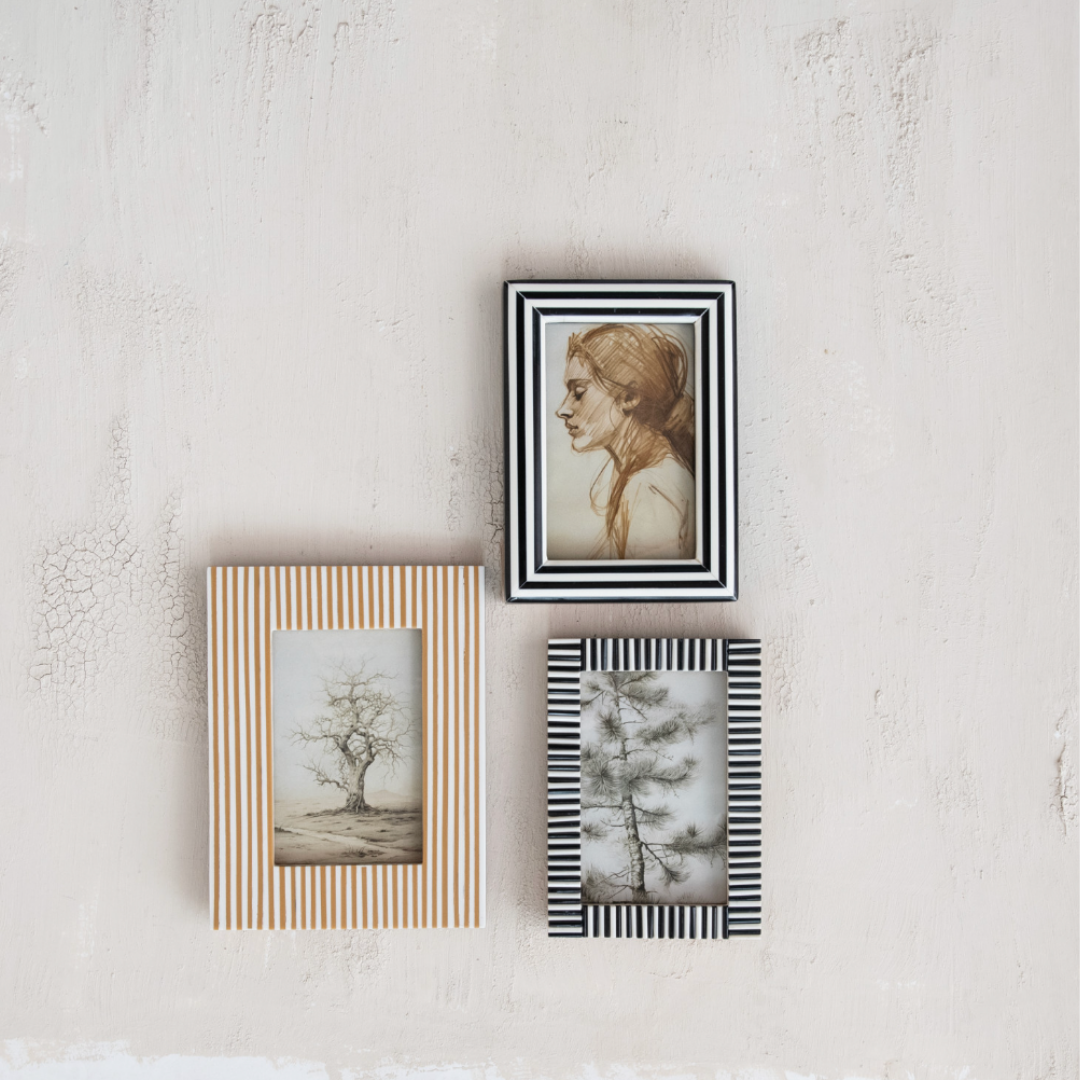 Striped Photo Frame, Black & White