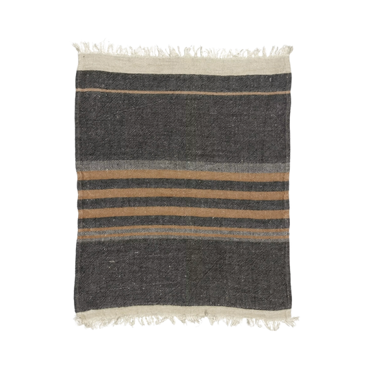 Black Stripe Belgian Hand Towel