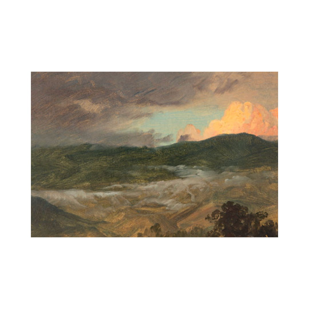 Mountains in Clouds with Bright Sunset Artist Board