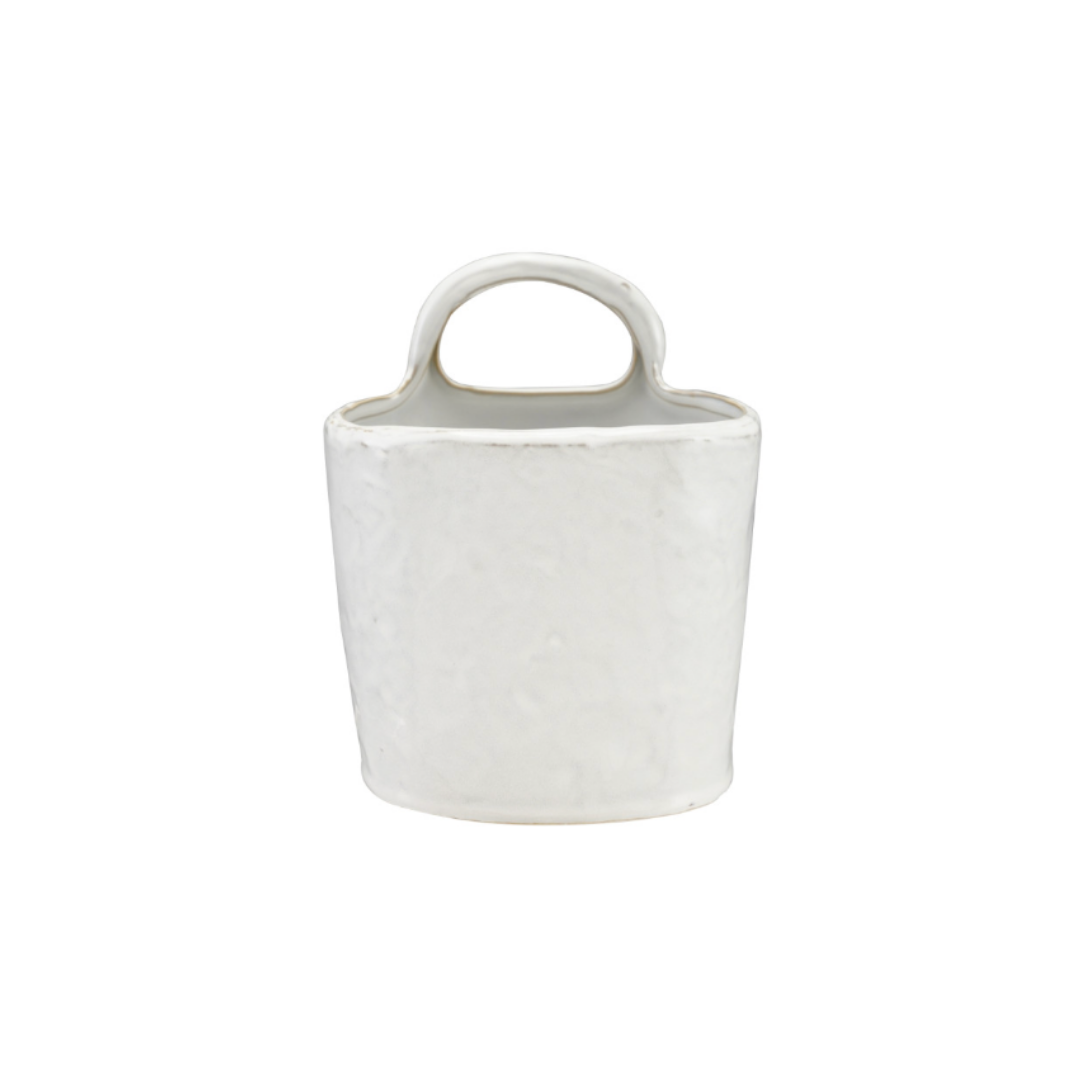 White Stoneware Crock with Handle