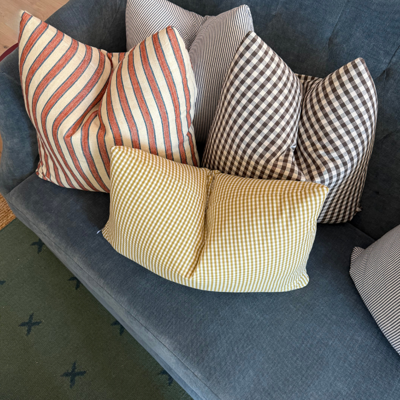 Yellow and Cream Gingham Pillow