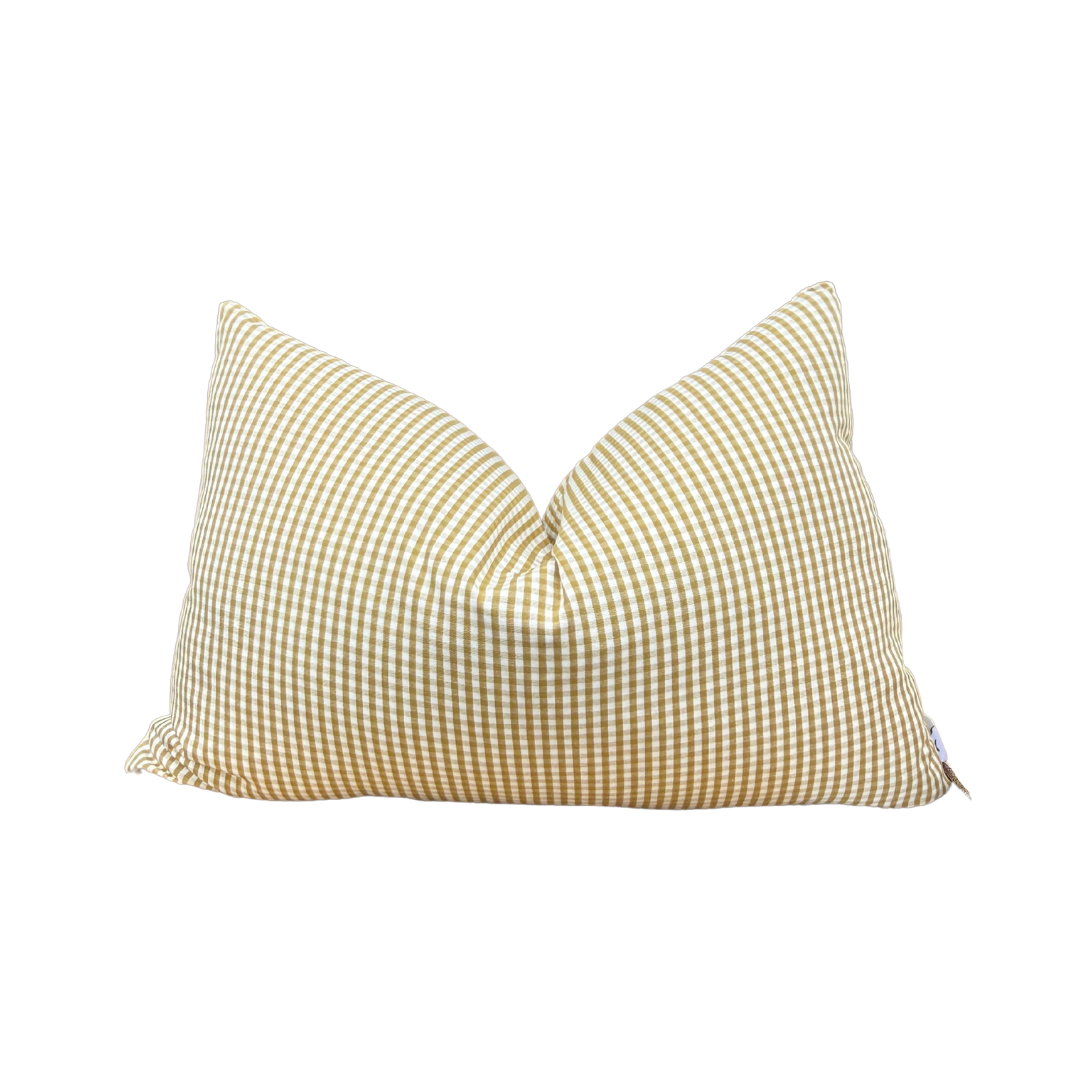 Yellow and Cream Gingham Pillow