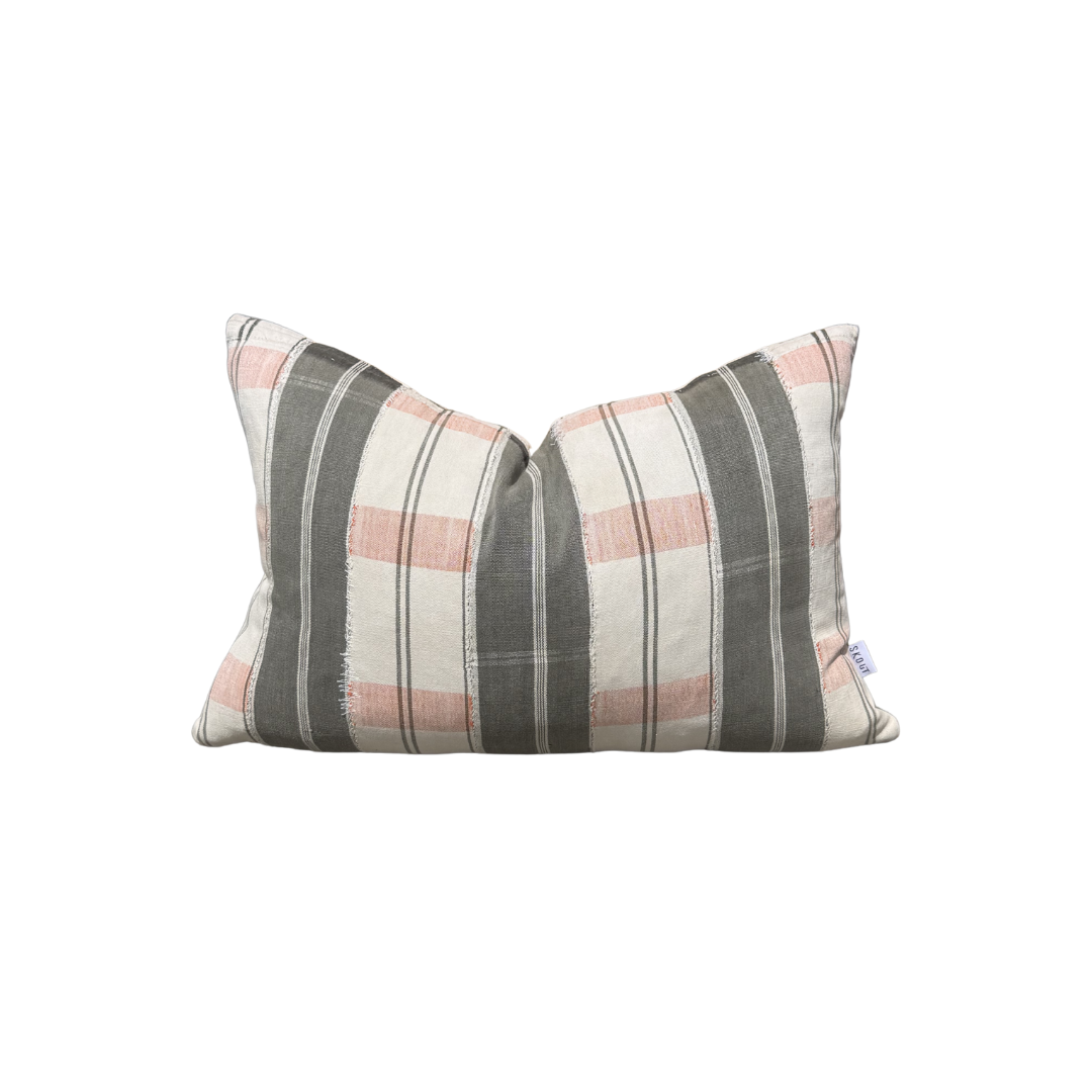 Orange and Grey Patterned Pillow