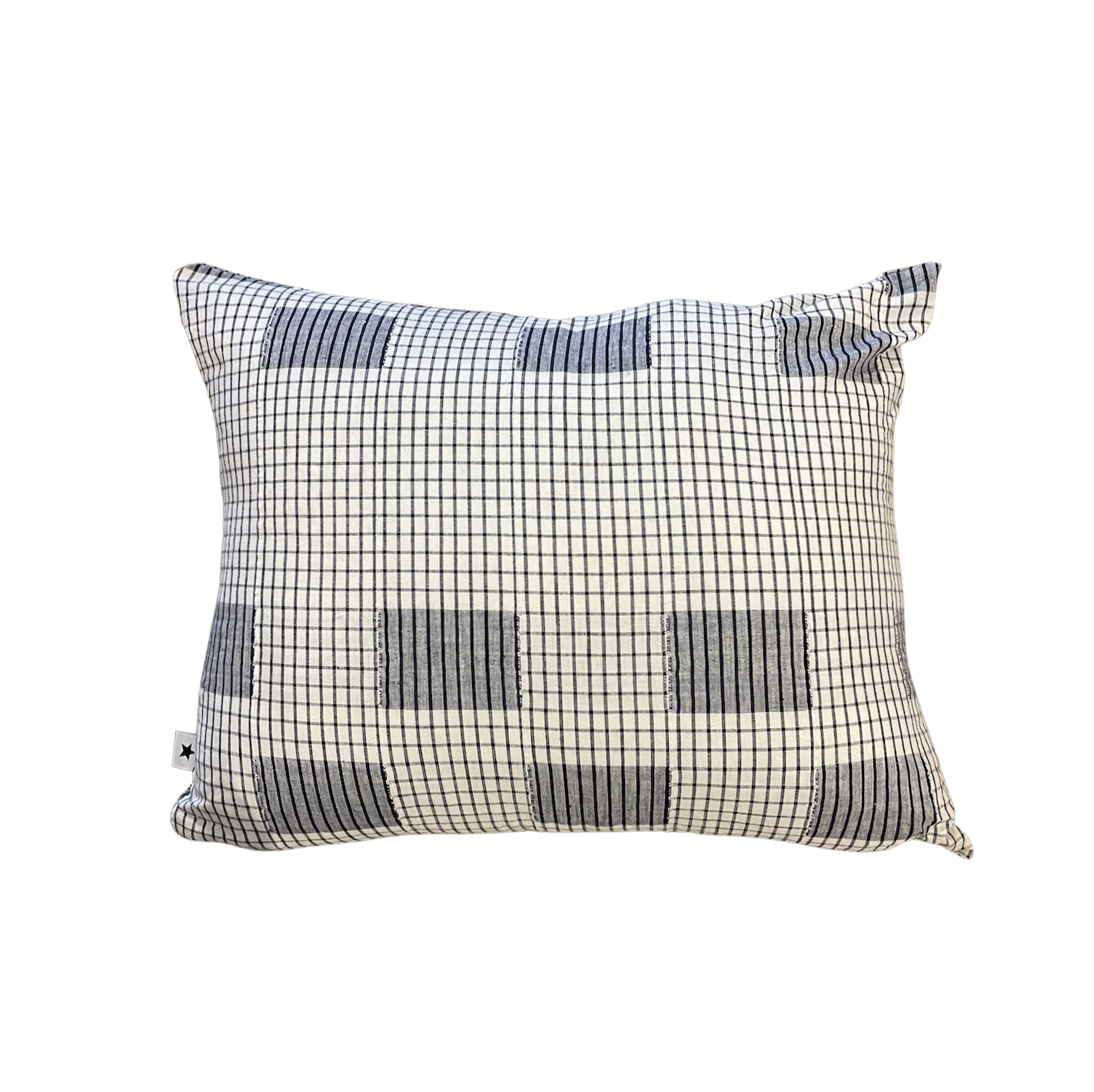 Blue + White Vintage Grid Lumbar Pillow