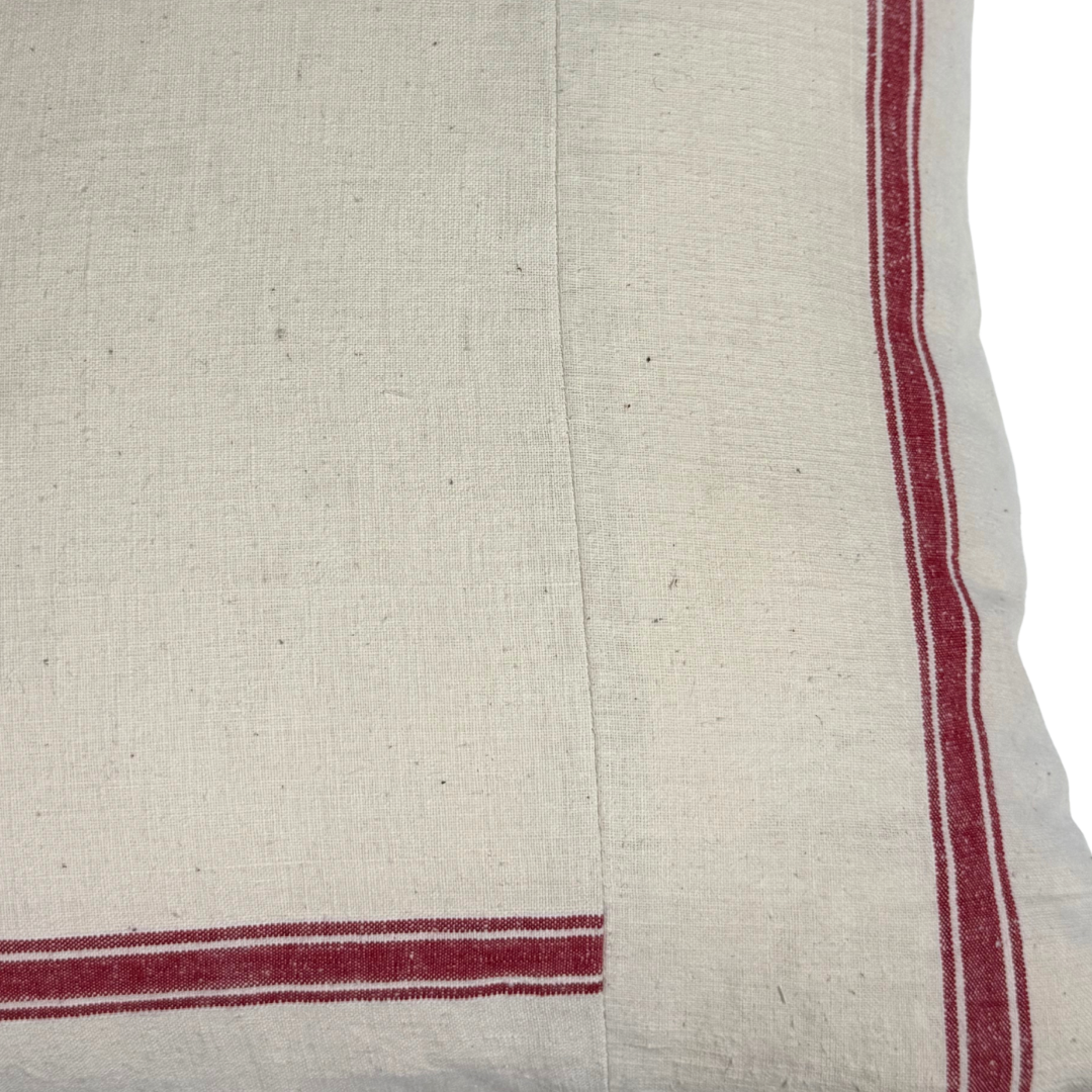 Vintage Cream + Red Stripe Pillow