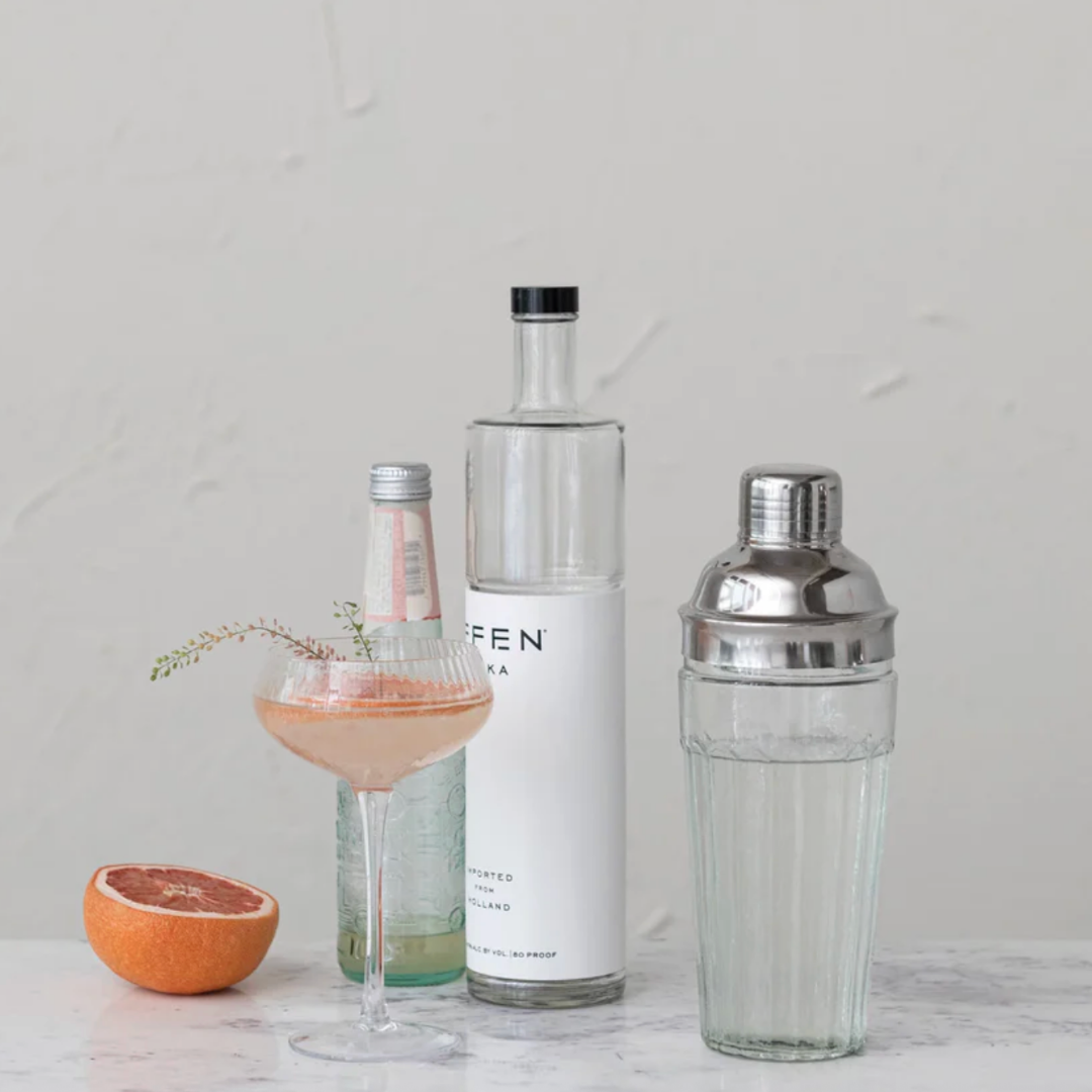 Glass Cocktail Shaker w/ Stainless Steel Top