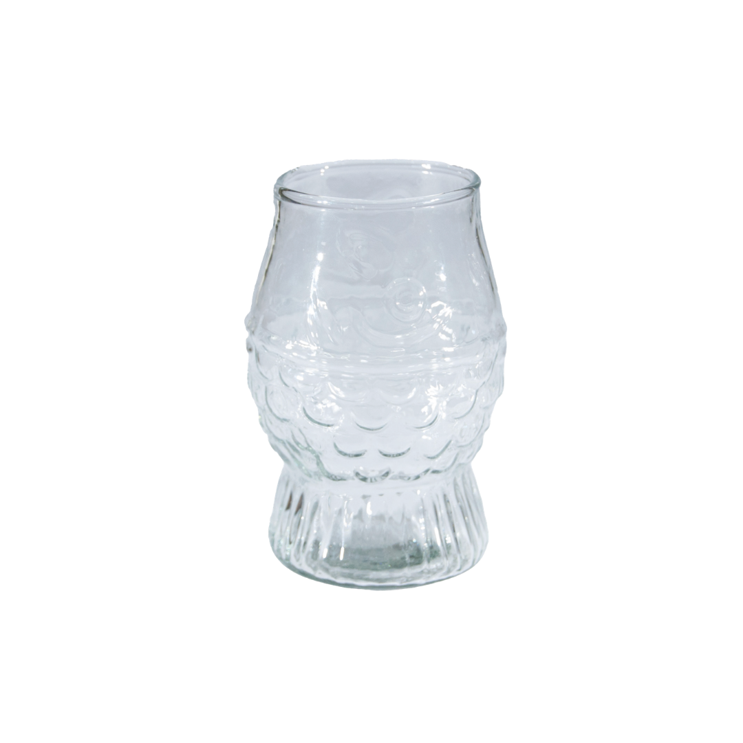 Pressed Glass Fish Shaped Drinking Glass