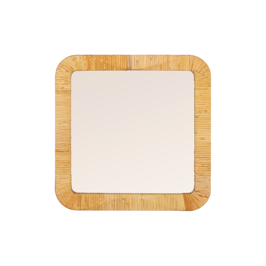 Rattan Wrapped Framed Wall Mirror