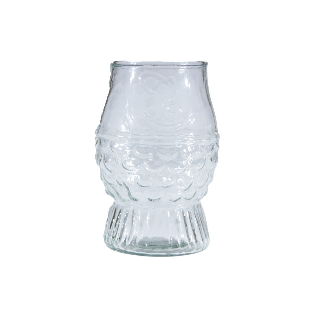 Pressed Glass Fish Shaped Drinking Glass
