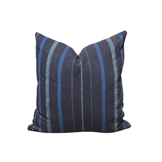 Vintage Navy and Blue Stripe Pillow