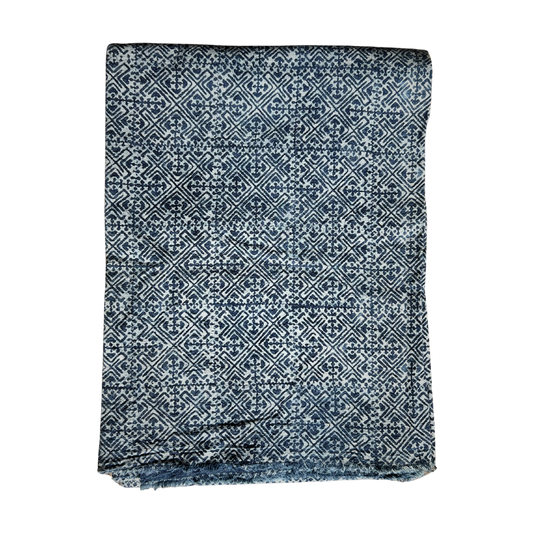 Vintage Faded Navy Batik Throw