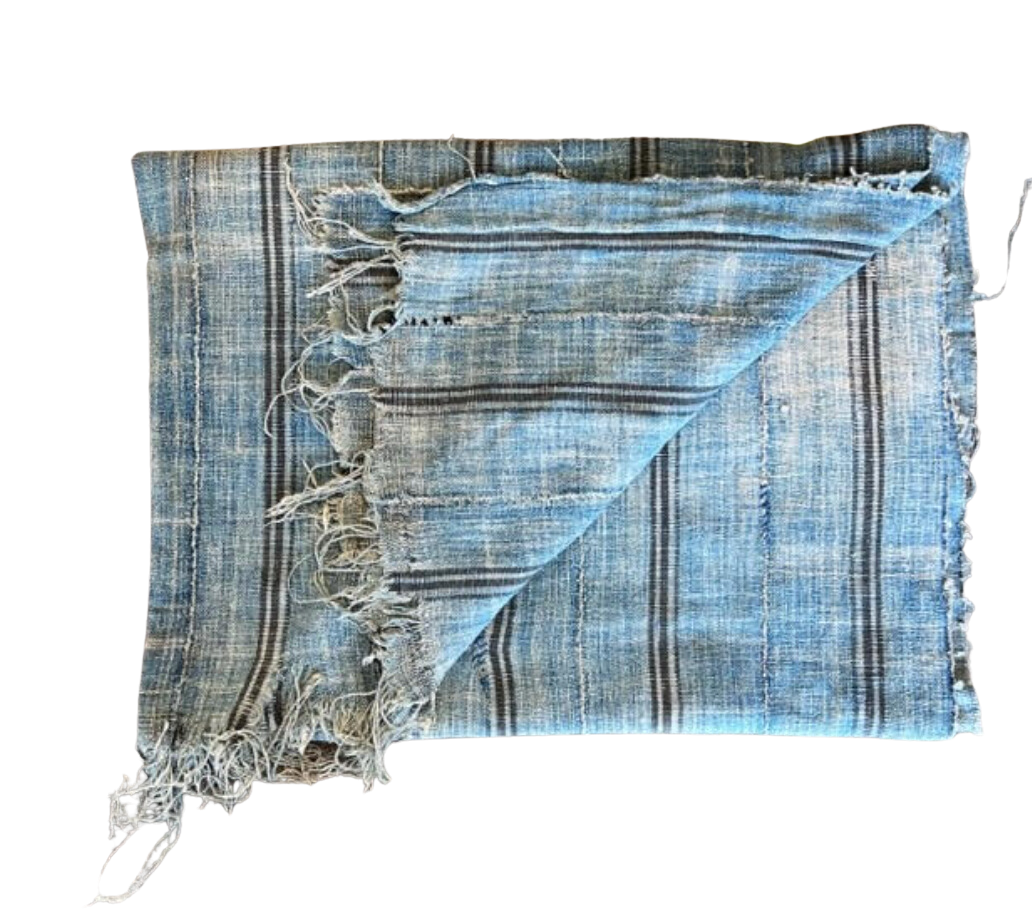 Vintage Stripe Blue Fabric Throw
