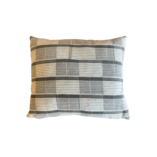 Vintage Cream and Gray Striped Pillow