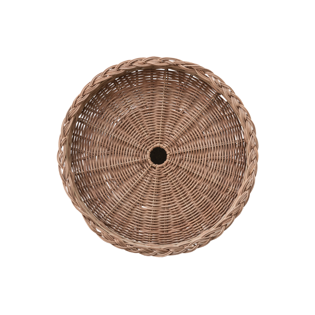 Hand-Woven Rattan Pedestal with Braided Rim