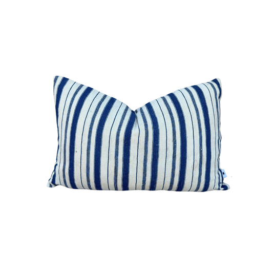 Vintage White + Navy Mix Striped Pillow