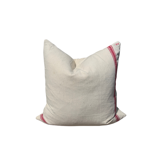 Vintage Cream + Red Stripe Pillow