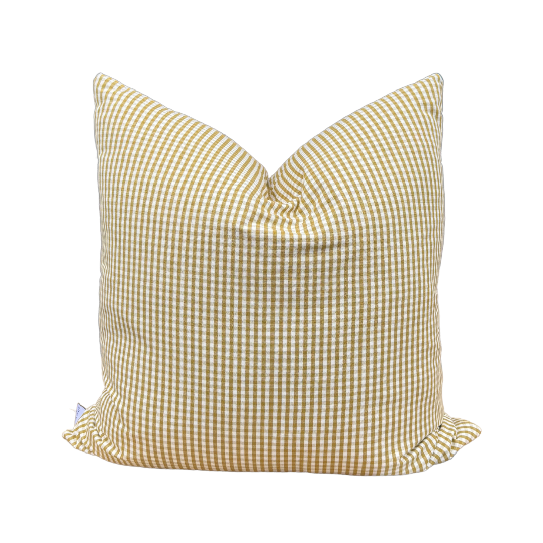 Yellow and Cream Gingham Pillow