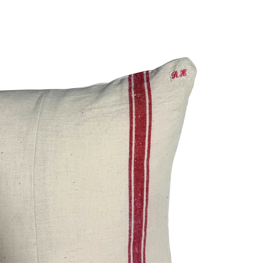 Vintage Cream + Red Stripe Pillow