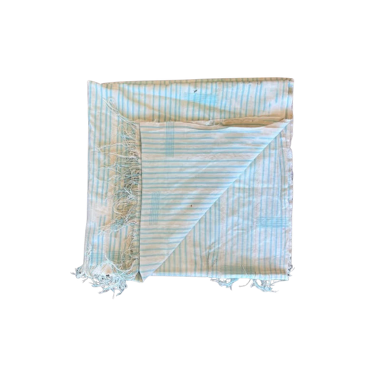 Vintage Light Blue Stripe Fabric Throw