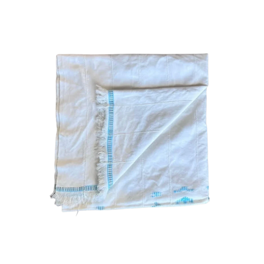 Vintage White + Blue Fabric Throw
