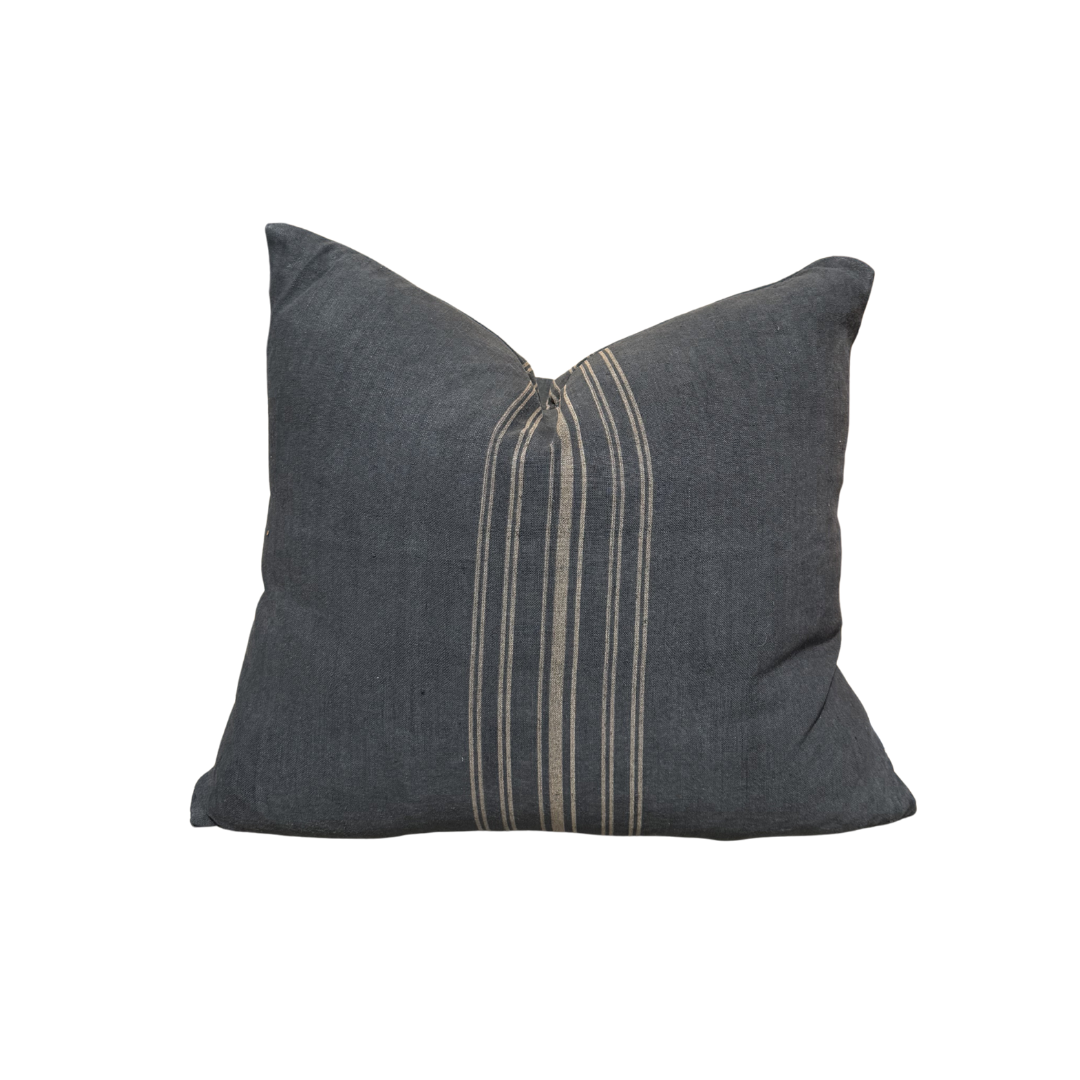 Vintage Black with Tan Stripe Pillow
