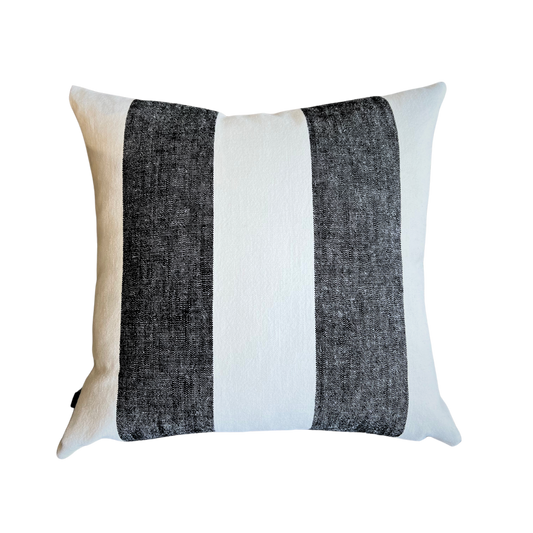 White + Black Vertical Stripe Pillow