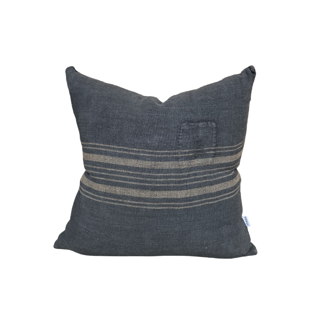Vintage Black with Tan Stripe Pillow