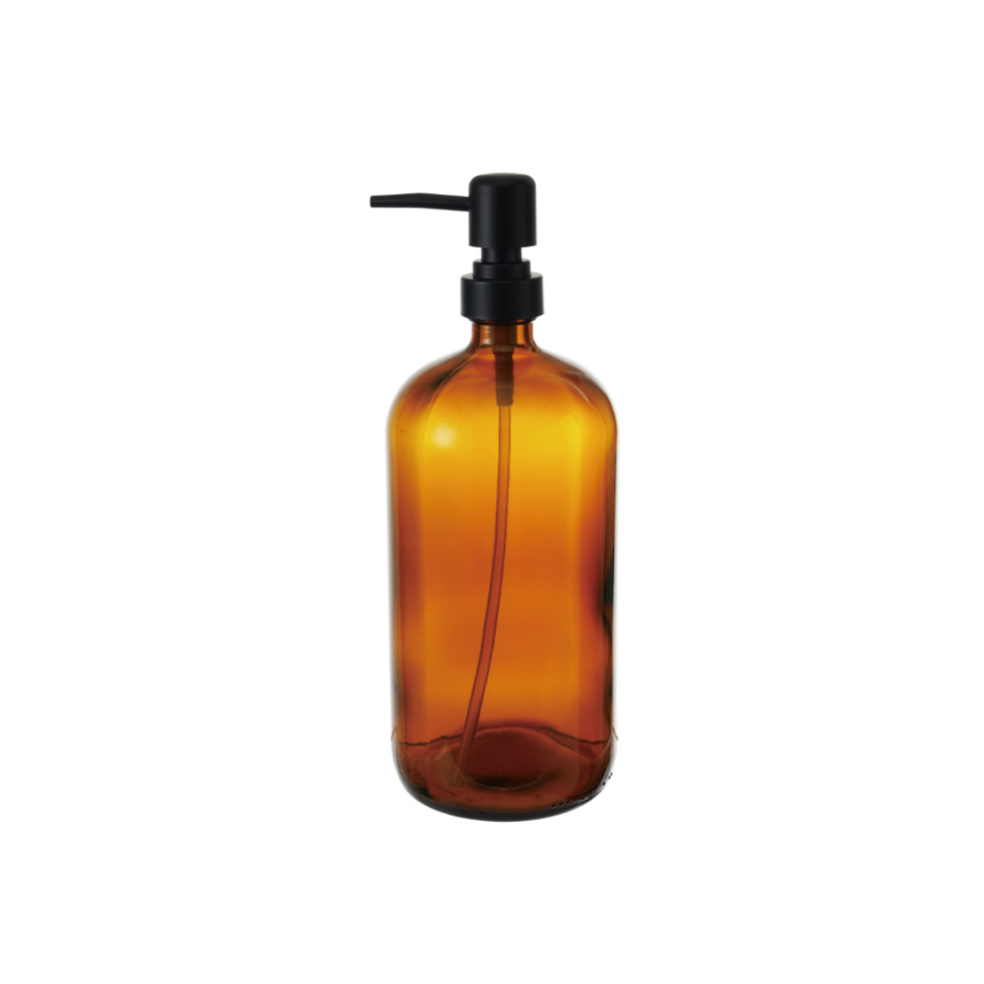 Brown & Black Glass Dispenser with Pump