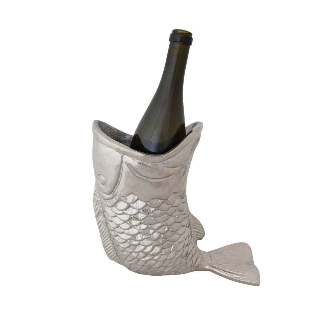 Cast Aluminum Fish Shaped Bottle Holder